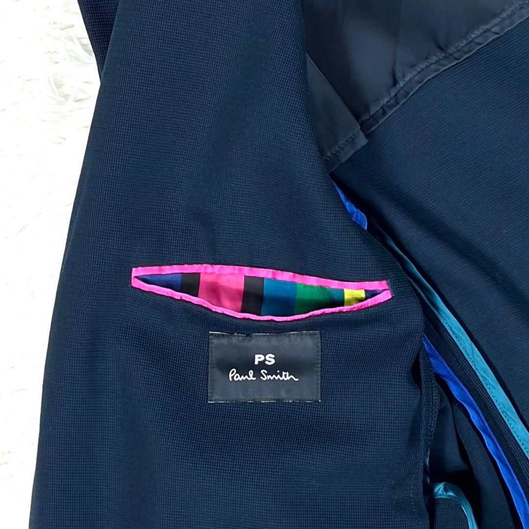 極美品 PSポールスミス アンコンジャケット 紺 M マルチストライプ ネイビー