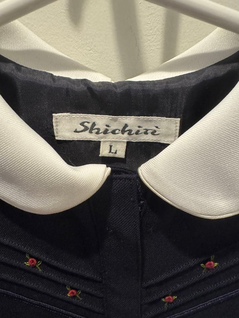 Shichiriネイビー 半袖ワンピース L