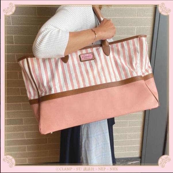 【美品】カードキャプターさくら コラボ トートバッグ ピンク ストライプ A4可