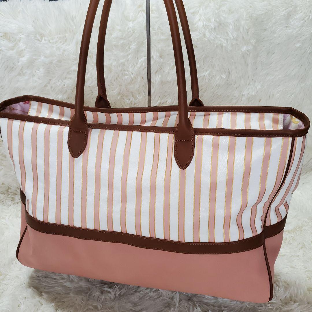 【美品】カードキャプターさくら コラボ トートバッグ ピンク ストライプ A4可