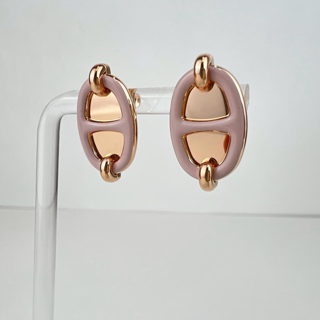 新品 HERMES エルメス ピアス ミニ マイヨン ローズ　ローズゴールド