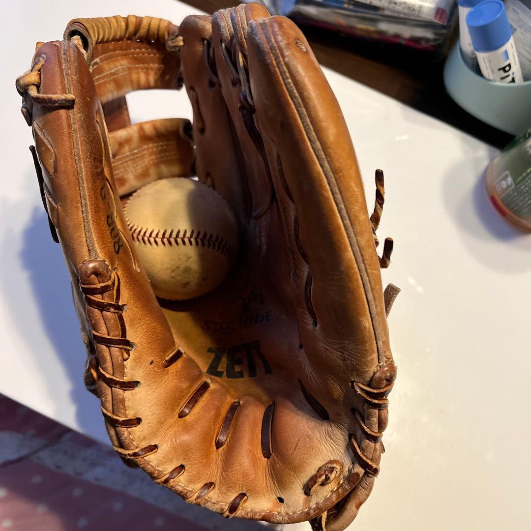 ZETT 硬式グローブ 茶色 使用感ありサード用
