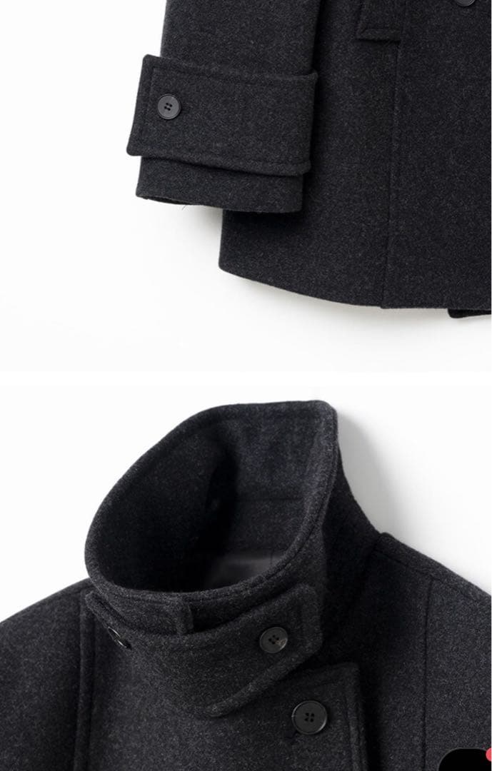 ダークグレー ダブルブレスト ウールコート(韓国ブランド)