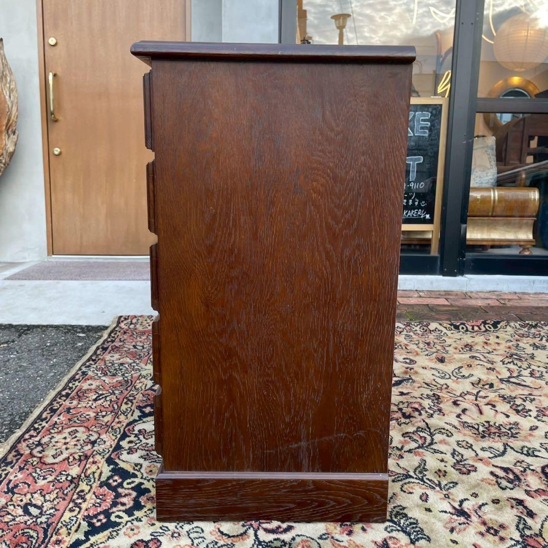 筑後民芸　ダークブラウン木製チェスト 6引き出し