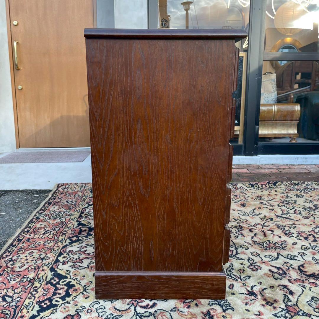 筑後民芸　ダークブラウン木製チェスト 6引き出し