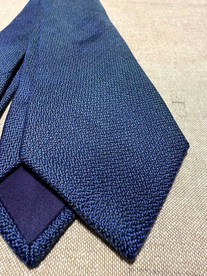 Charvet／シャルべ／シルクジャガードタイ／ソリッド／ネイビー／フランス製