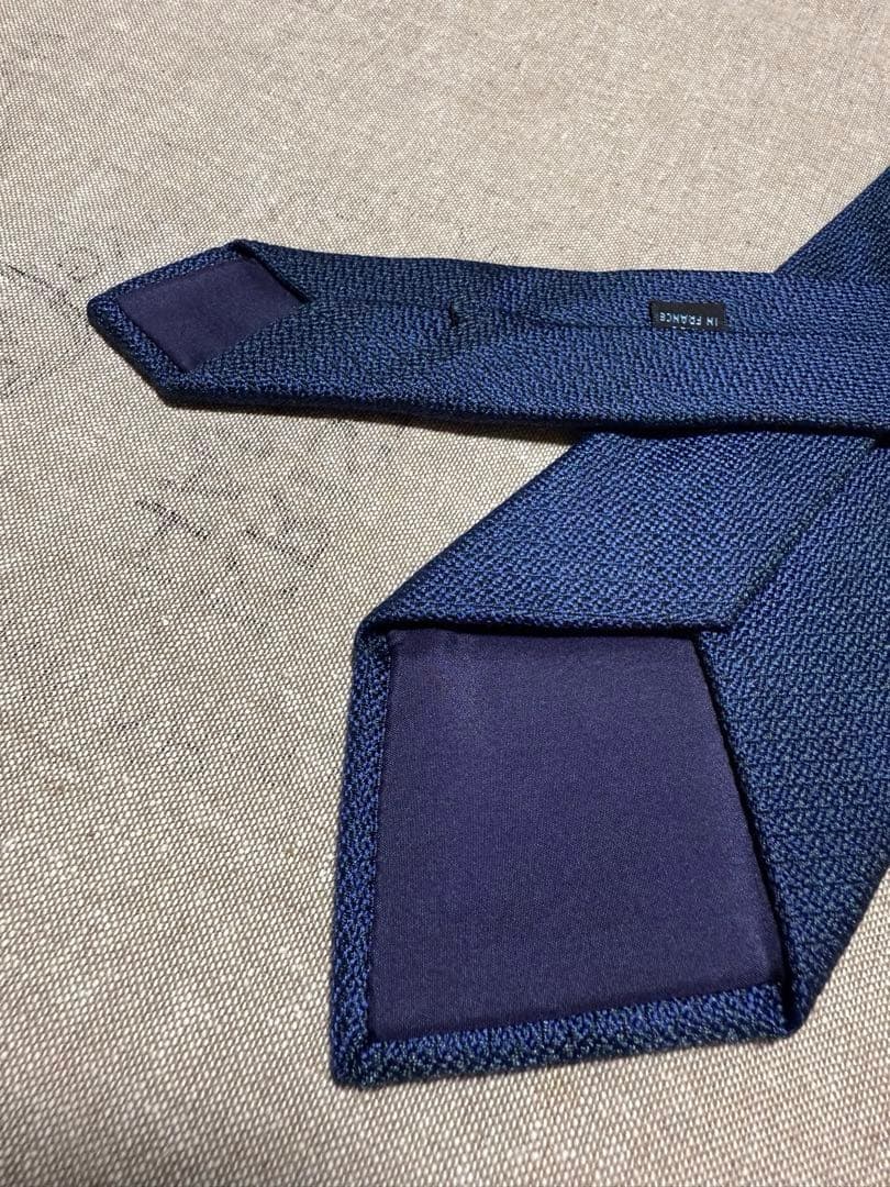 Charvet／シャルべ／シルクジャガードタイ／ソリッド／ネイビー／フランス製