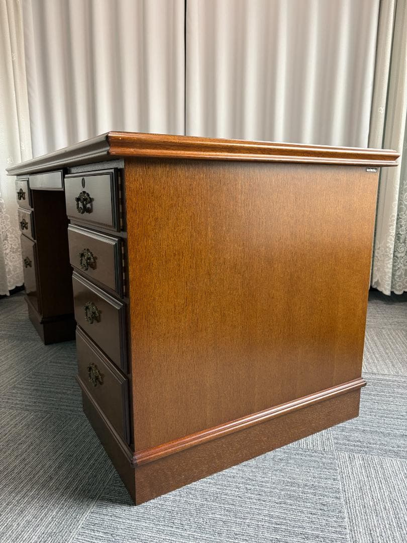 カリモク 書斎机 コロニアル デスク 両袖机 社長机 直接引き渡し歓迎