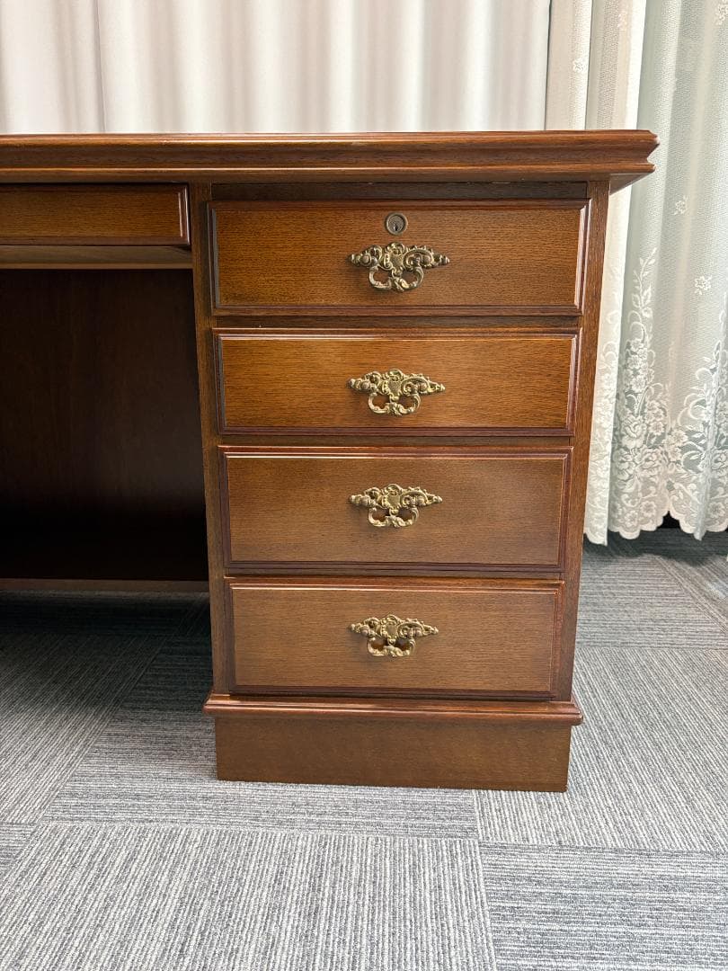 カリモク 書斎机 コロニアル デスク 両袖机 社長机 直接引き渡し歓迎