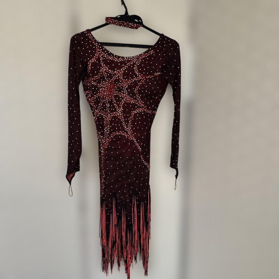 社交ダンス用ラテンドレス Mサイズ 赤黒