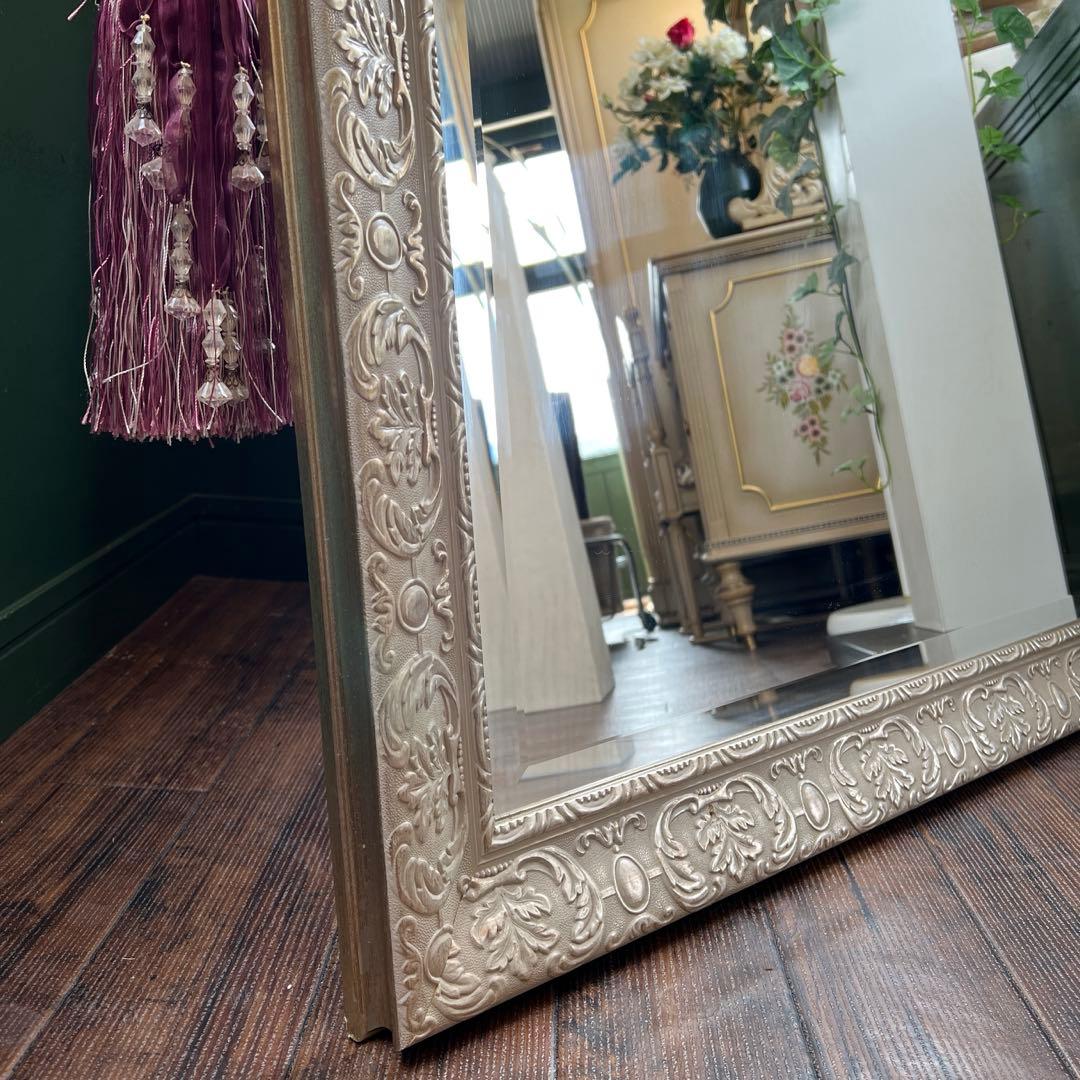 k556r122 エレガントでクラシカルな大型フレームミラー 177㎝ 紐飾り