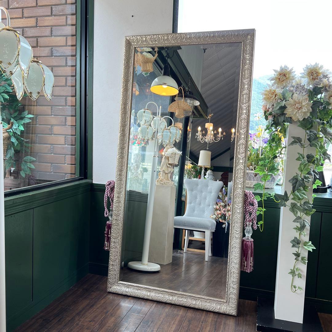 k556r122 エレガントでクラシカルな大型フレームミラー 177㎝ 紐飾り