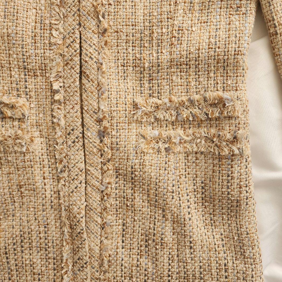 新品未使用　ANAYI　ノーカラージャケット　ツイード　シルク　アナイ38