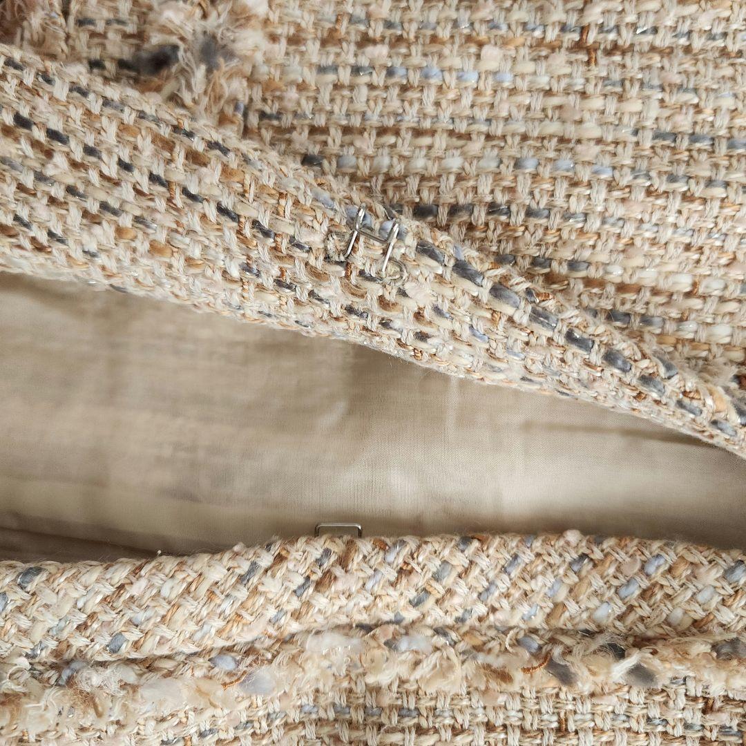 新品未使用　ANAYI　ノーカラージャケット　ツイード　シルク　アナイ38