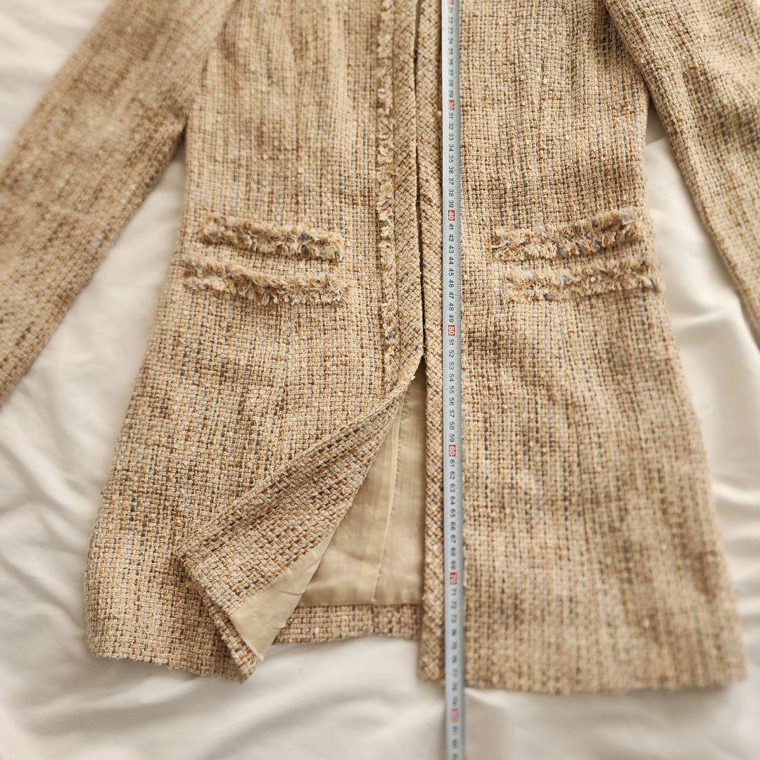 新品未使用　ANAYI　ノーカラージャケット　ツイード　シルク　アナイ38