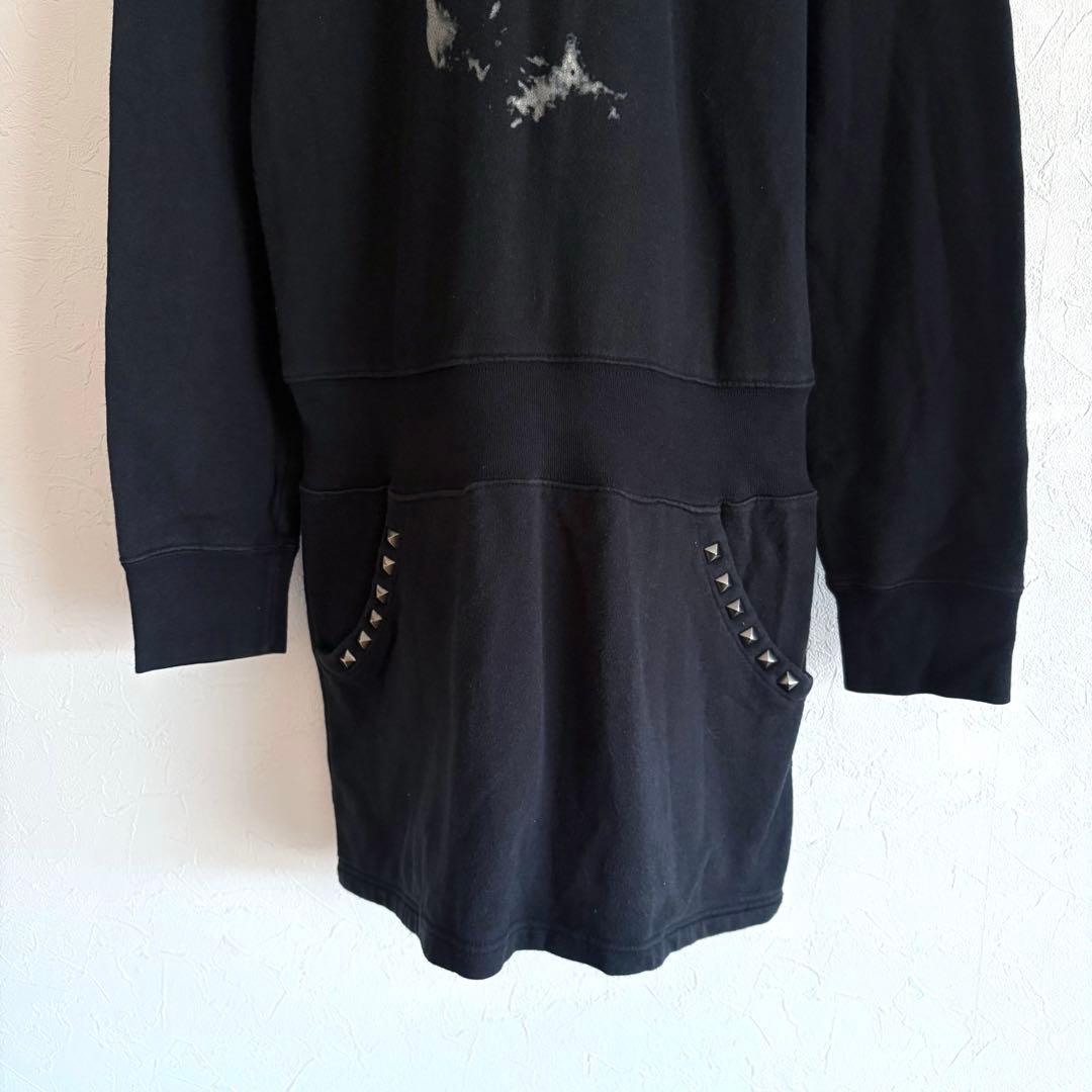 ヒステリックグラマー ロングパーカー スカルベリー スタッズ ワンピース 黒