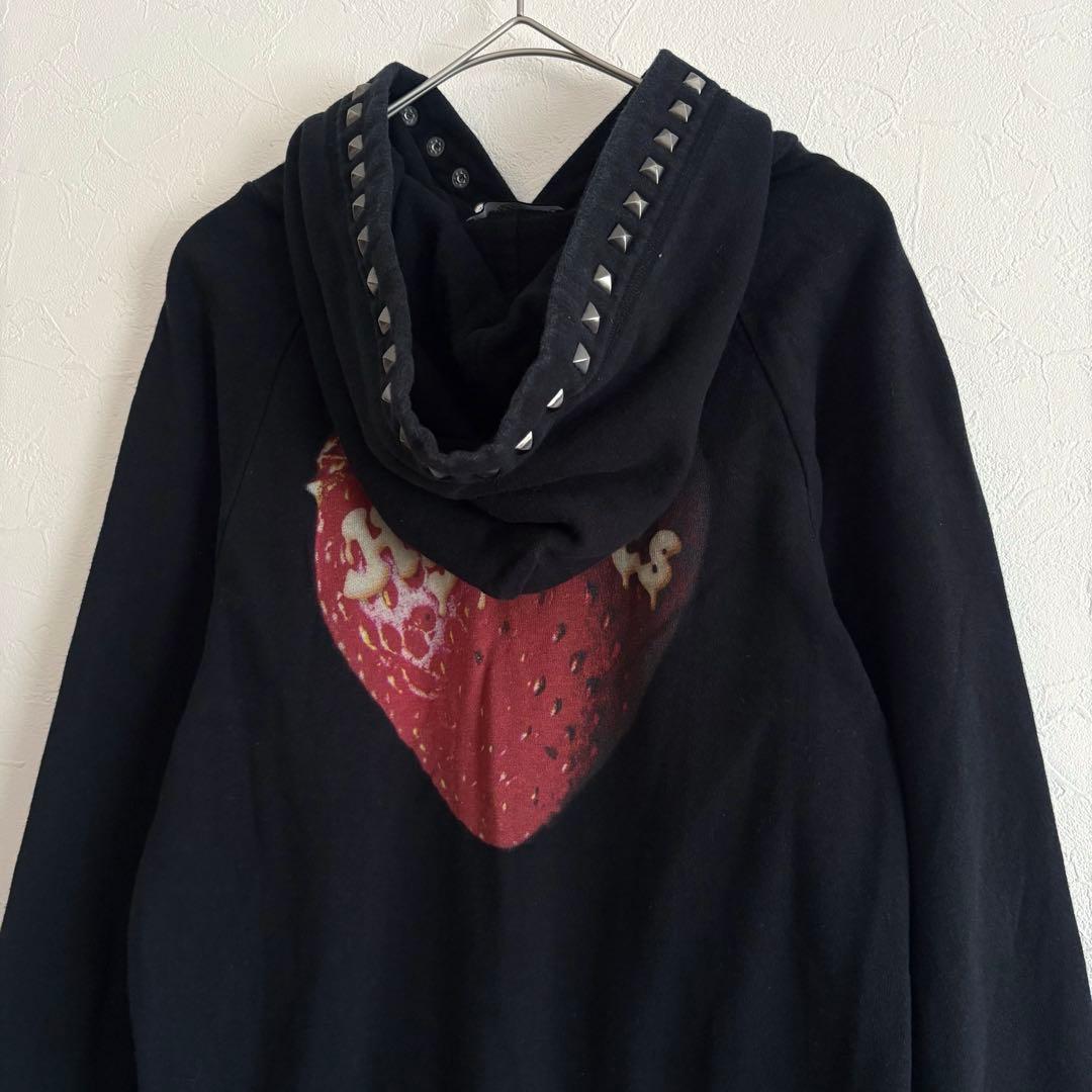 ヒステリックグラマー ロングパーカー スカルベリー スタッズ ワンピース 黒