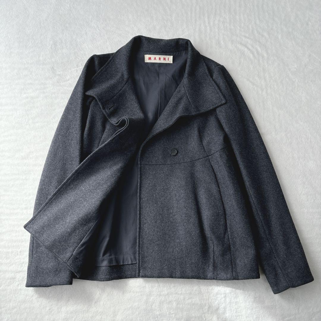 【美品】マルニ　MARNI ショート丈　コート　ジャケット　グレー　ウール