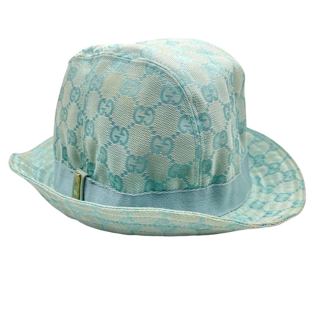 GUCCI GGキャンバス バケットハット 帽子 ハット バケハ ブルー