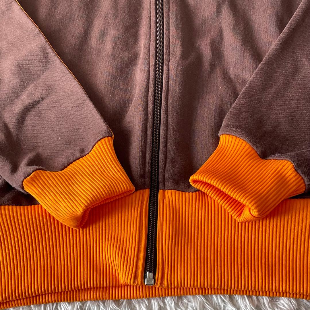 adidas 黒タグ トラックジャケット ブラウン×オレンジ 刺繍ロゴ 万国旗