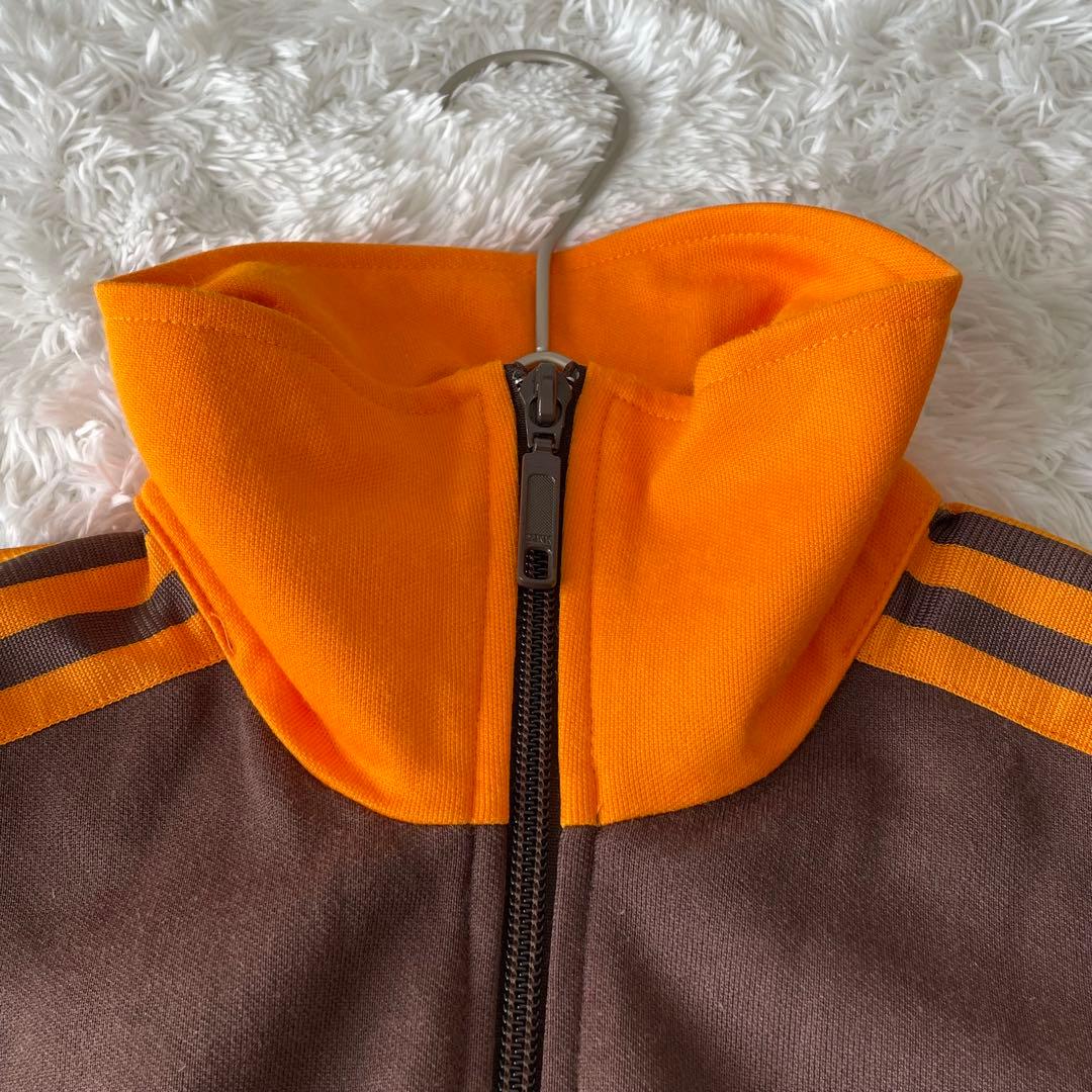 adidas 黒タグ トラックジャケット ブラウン×オレンジ 刺繍ロゴ 万国旗