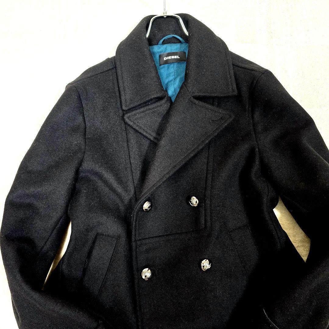 DIESEL ディーゼル ピーコート メタルボタン ウールコート ブラック L