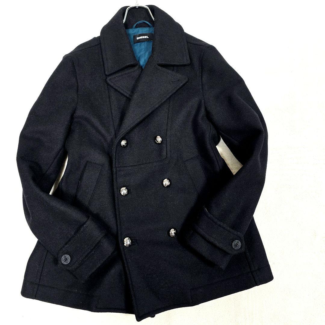 DIESEL ディーゼル ピーコート メタルボタン ウールコート ブラック L