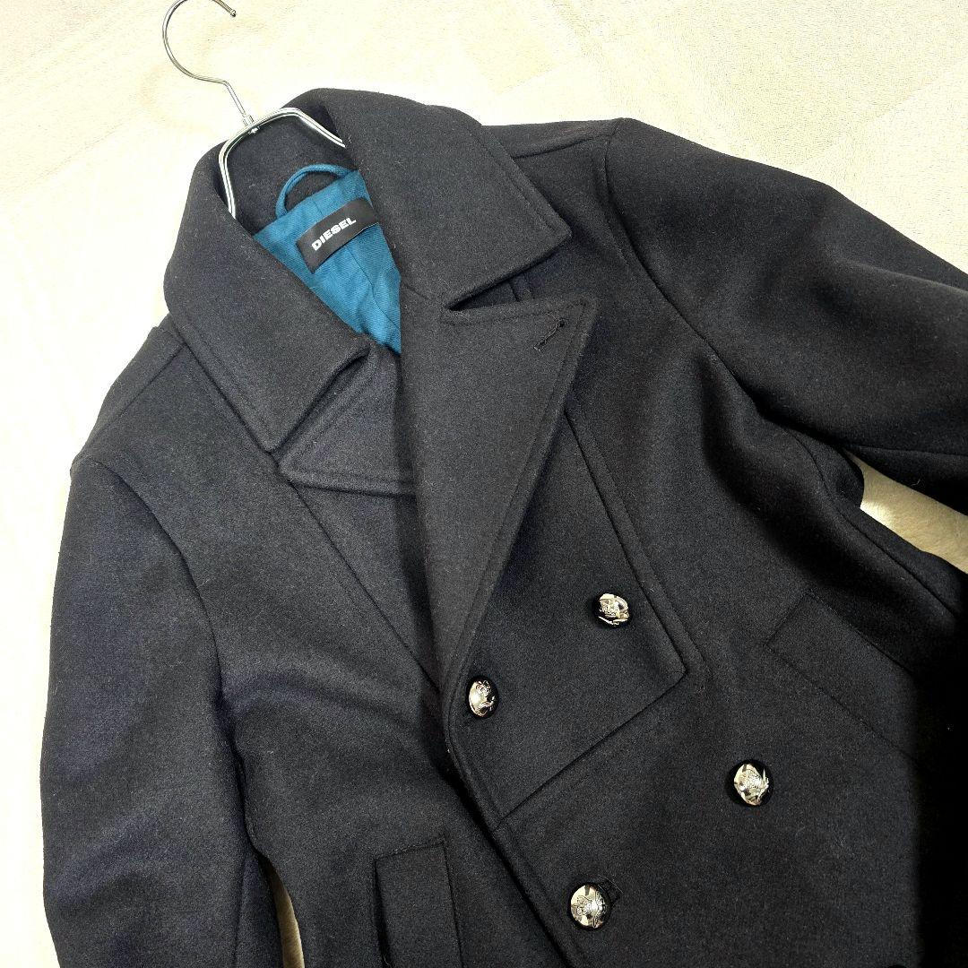 DIESEL ディーゼル ピーコート メタルボタン ウールコート ブラック L