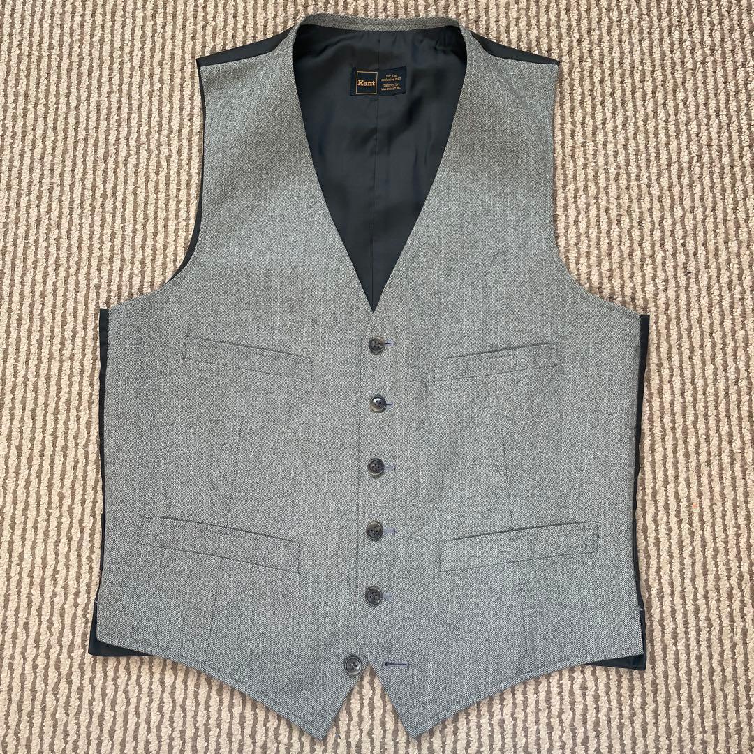 Kent メンズ　スーツ　スリーピース　セット　ウール100% ヘリンボーン