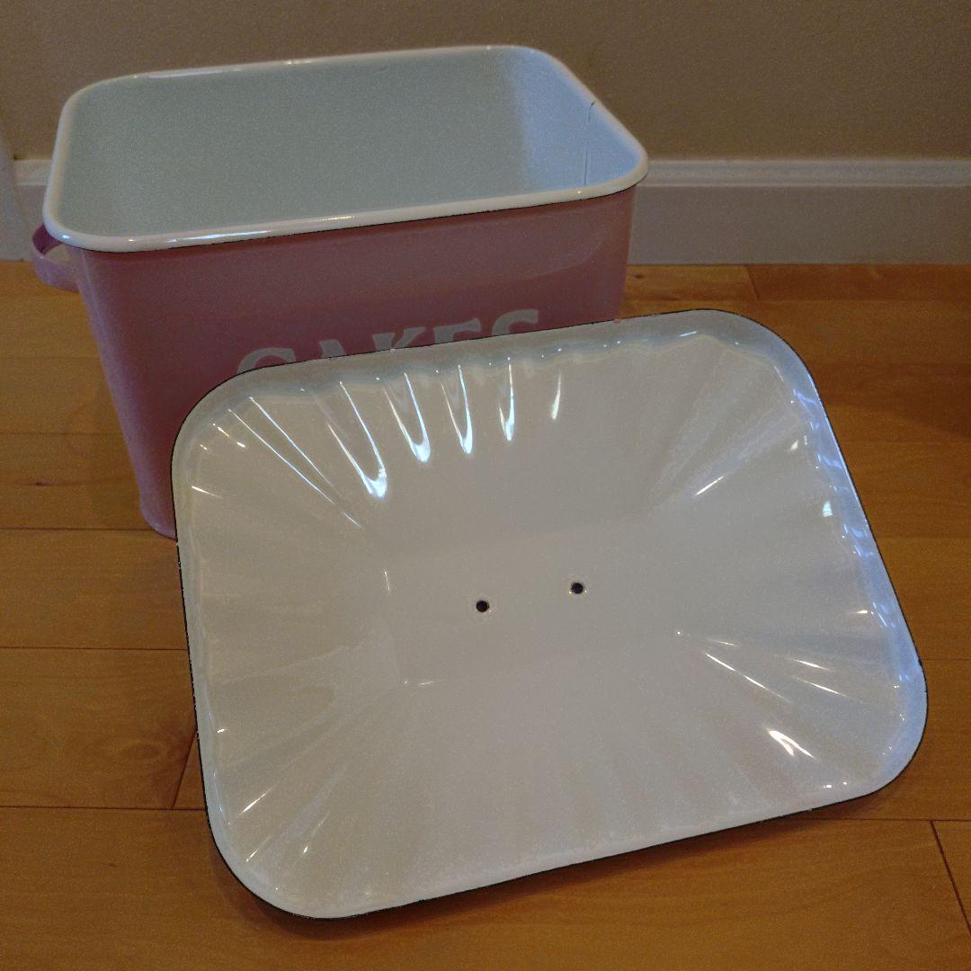 ホーロー缶　ピンク　スクエア オールドファームハウス