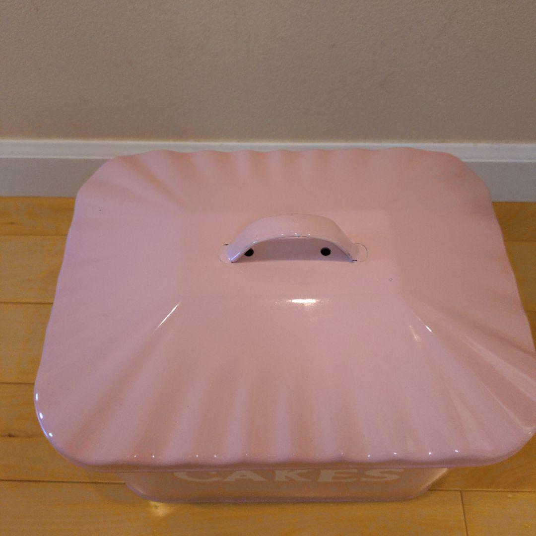 ホーロー缶　ピンク　スクエア オールドファームハウス