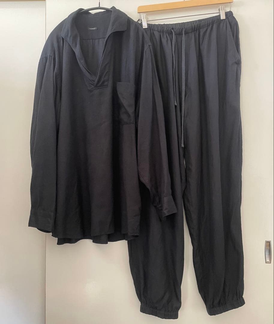 COMOLI シルクネルスキッパーシャツ シルクネルドローストリングパンツ 3