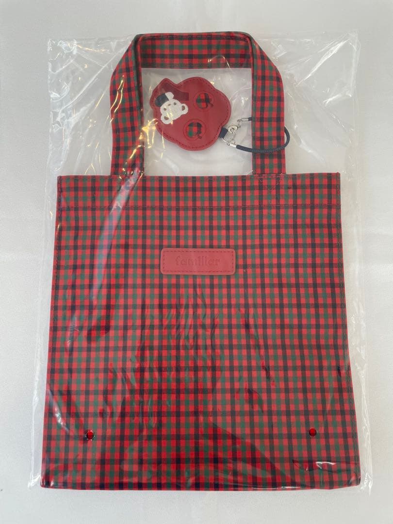 ファミリア　familiar トートバッグ　小　赤 ファミリアチェック　新品