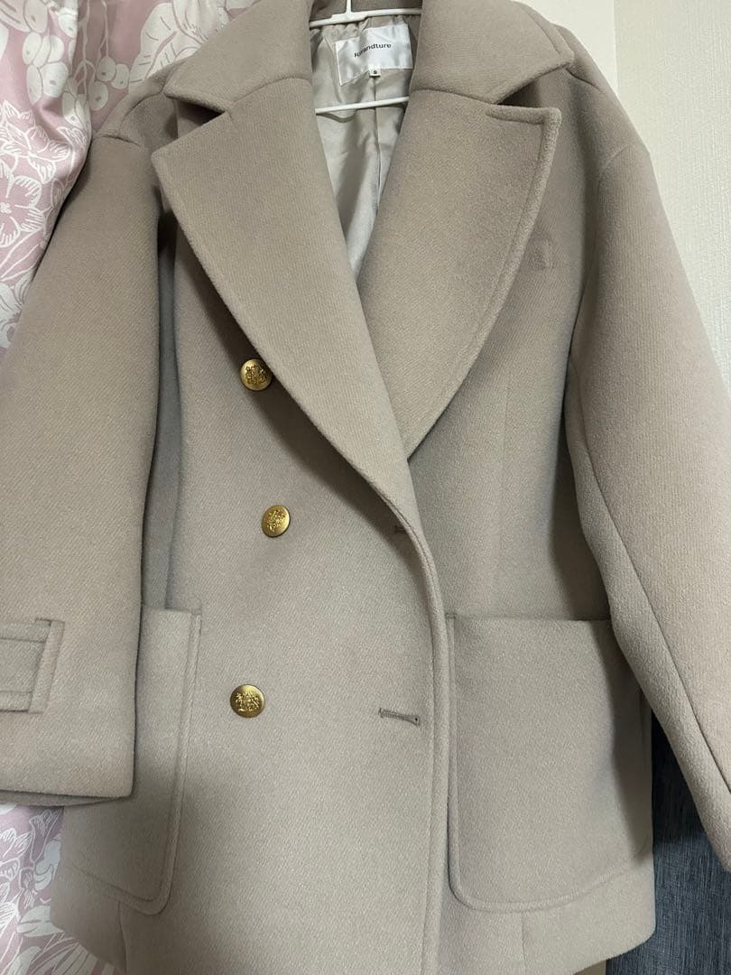 モカ ダブルブレスト ピーコート