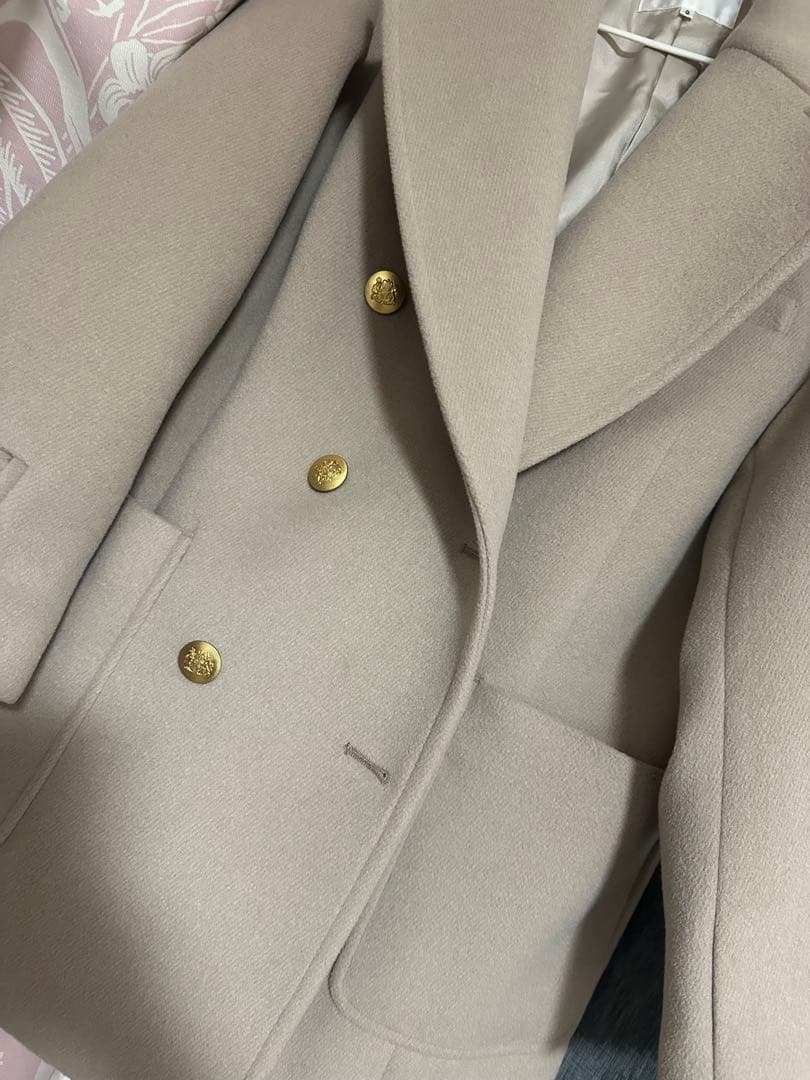 モカ ダブルブレスト ピーコート