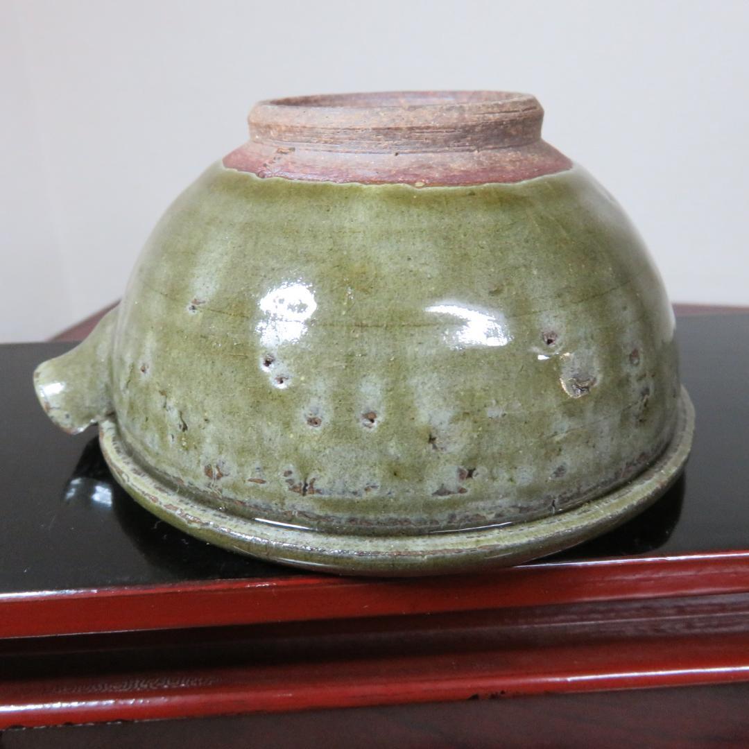 片口 越前 氷坂焼 グリーン 緑 深緑 小振り 銘