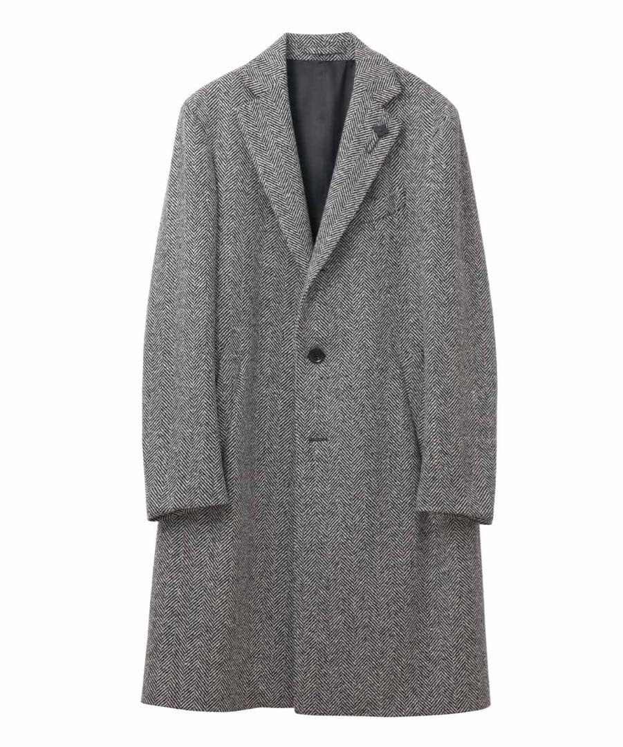 新品 25AW LARDINI ウール ツイード チェスターフィールド コート