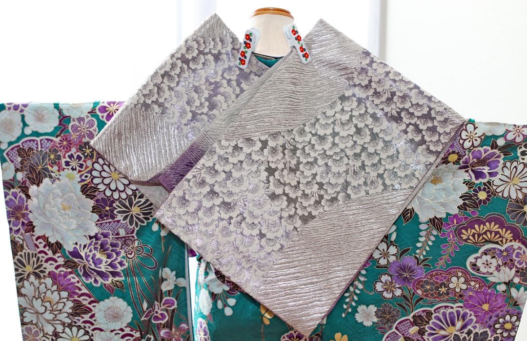 振袖フルセット 成人式 青緑 エメラルドグリーン