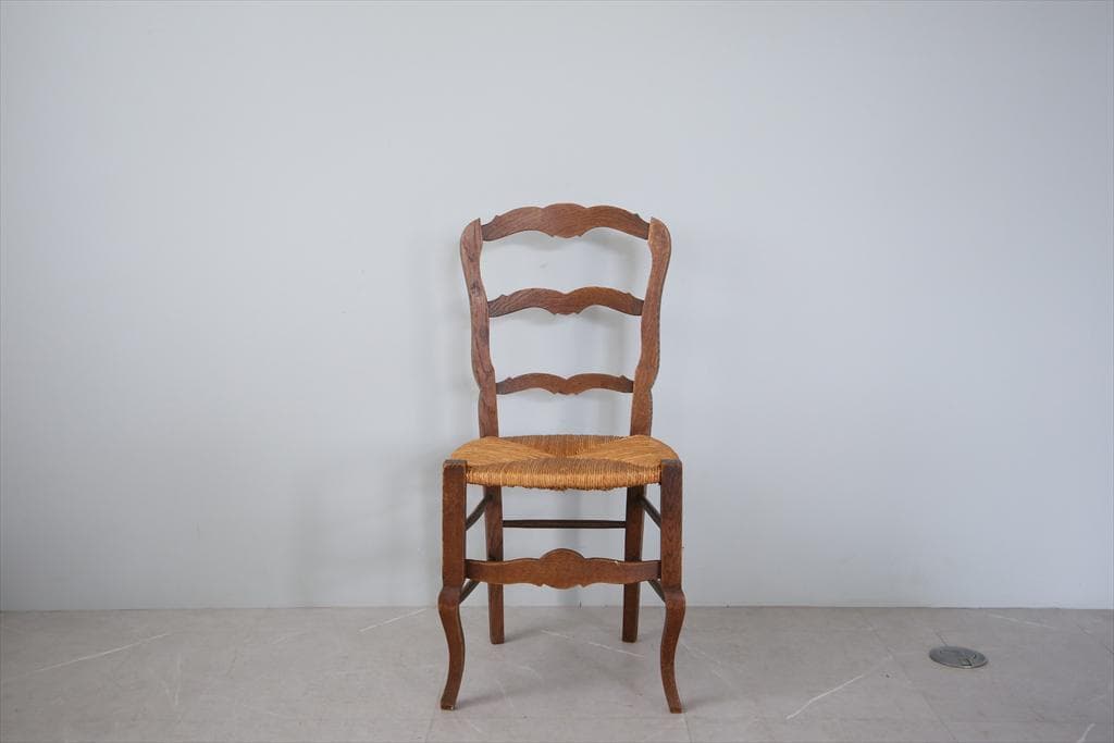 フランスアンティーク猫脚ダイニングチェア/イス/ラッシュシート(90-9-1)