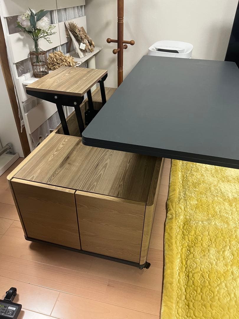 昇降テーブル　センターテーブル　ローテーブル　120cm 大容量収納付き！