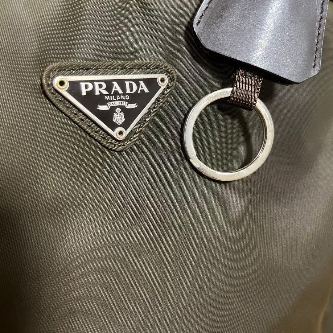 【本物鑑定済】プラダトートバック　テスートスポーツロゴトート　カーキ　B8495