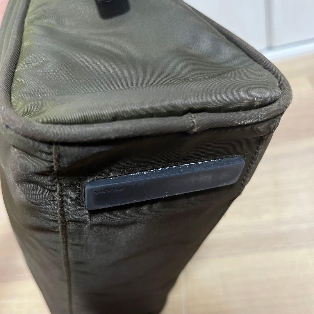 【本物鑑定済】プラダトートバック　テスートスポーツロゴトート　カーキ　B8495