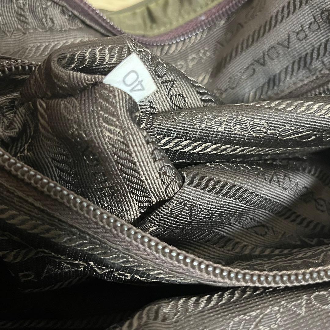 【本物鑑定済】プラダトートバック　テスートスポーツロゴトート　カーキ　B8495