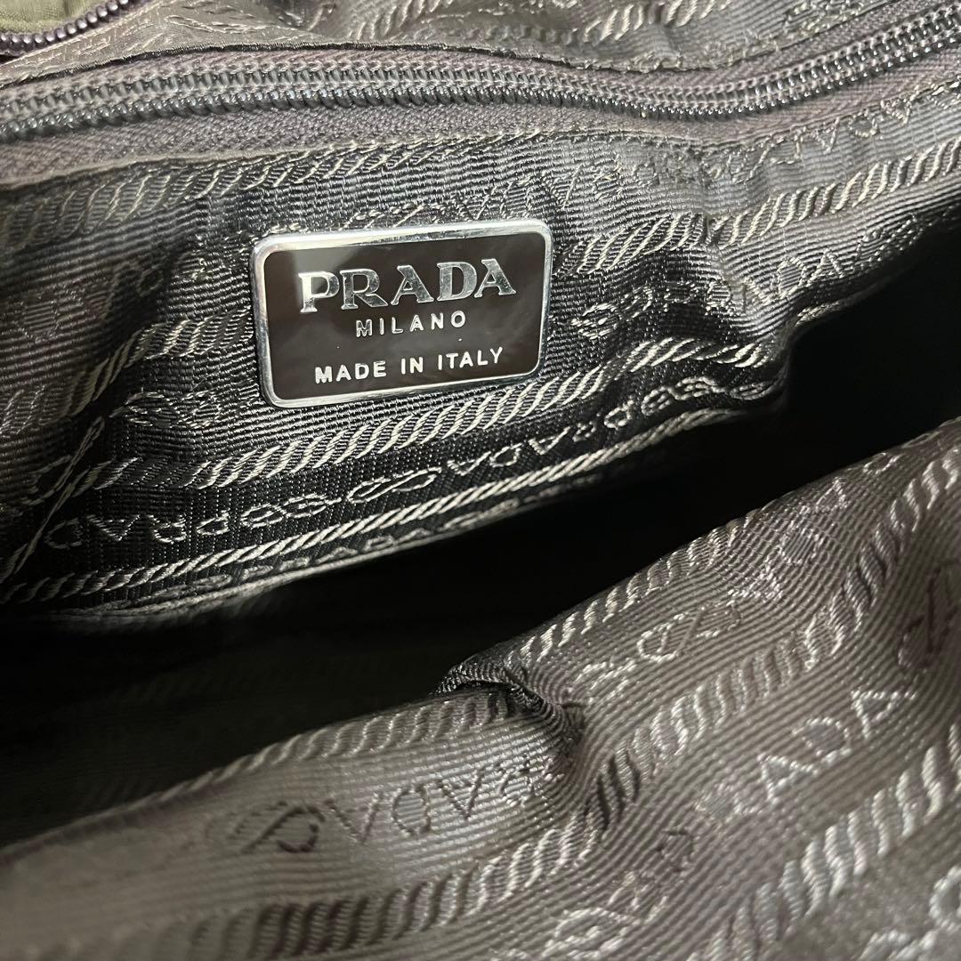 【本物鑑定済】プラダトートバック　テスートスポーツロゴトート　カーキ　B8495