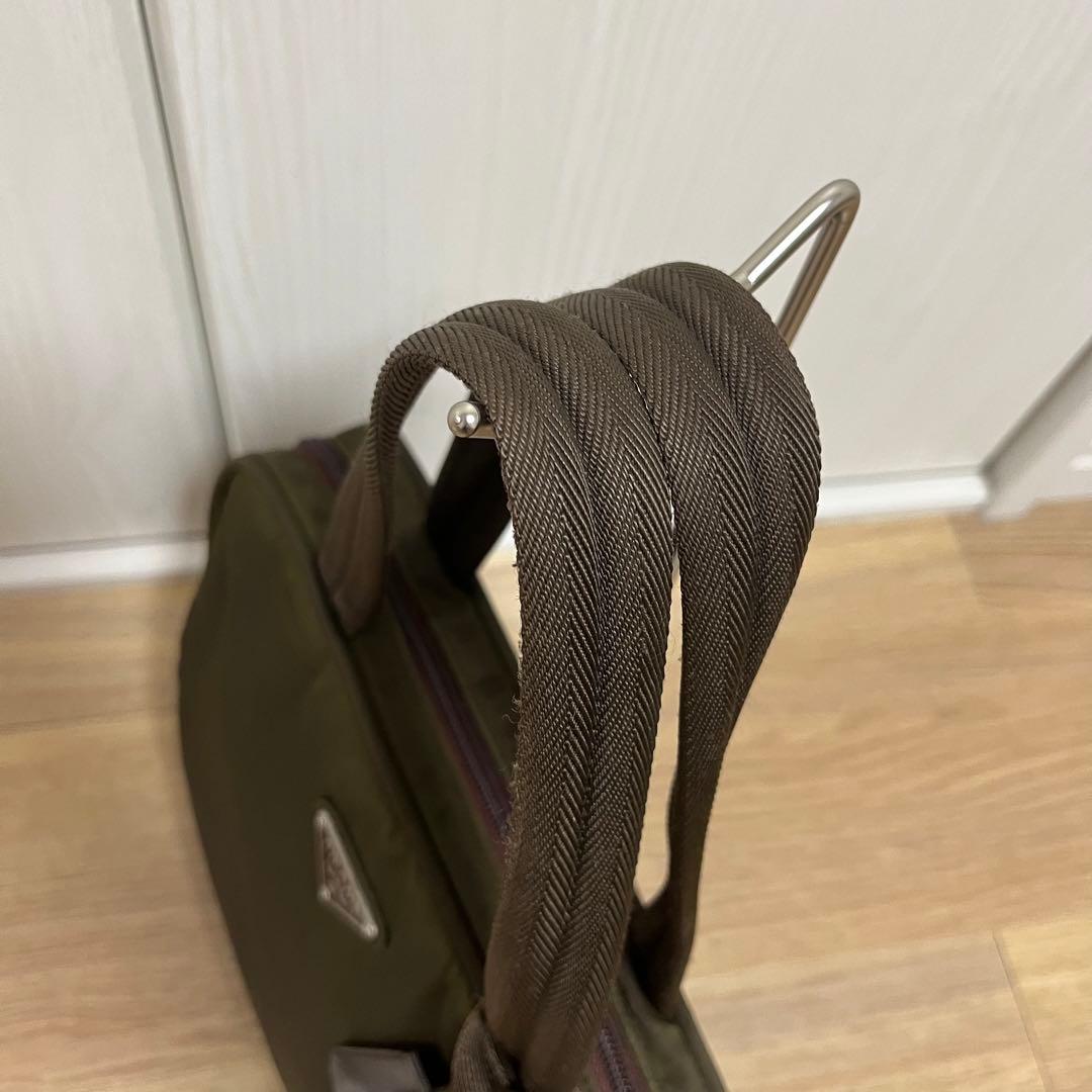 【本物鑑定済】プラダトートバック　テスートスポーツロゴトート　カーキ　B8495