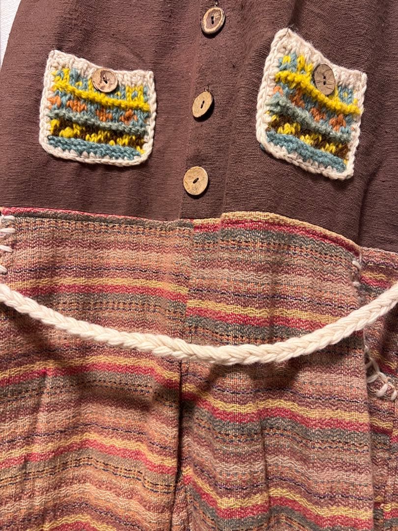 hammock 森ガール ヒッピー エスニック ブラウン刺繍サロペット