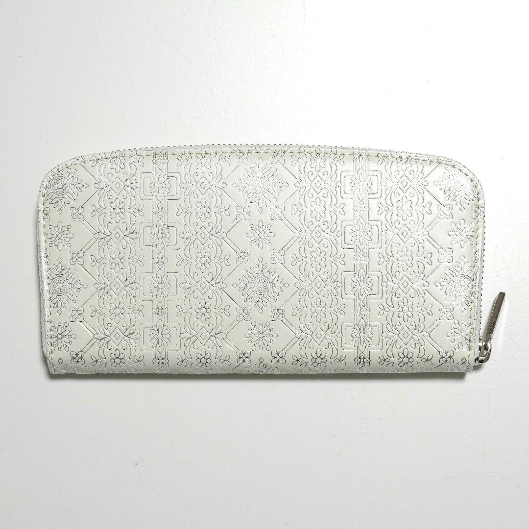【未使用新品】友禅文庫 シルバー箔押し ファスナー長財布 牛革 日本製