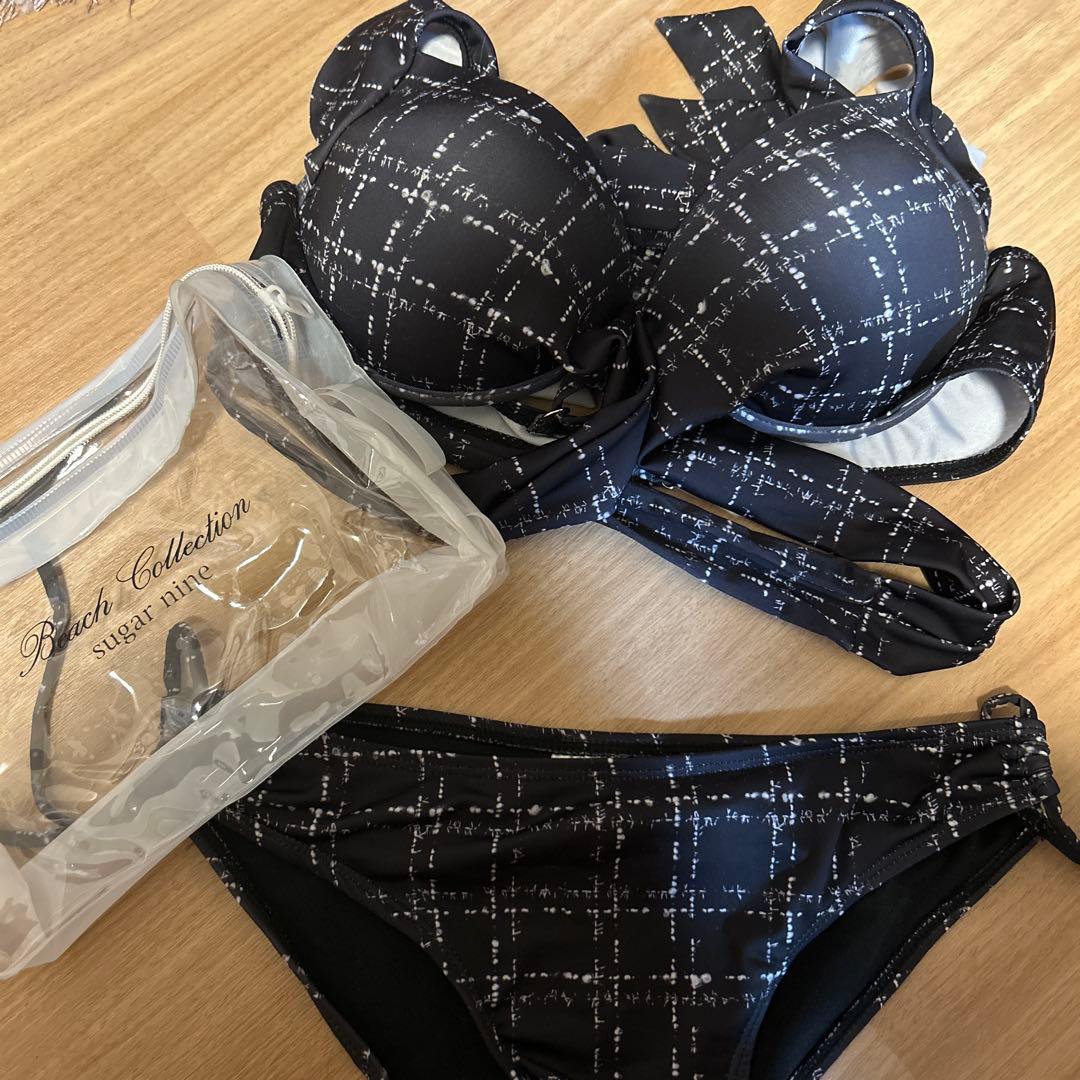 sugar ツイードプリント バッククロスリボン クロスビキニ 2点セット