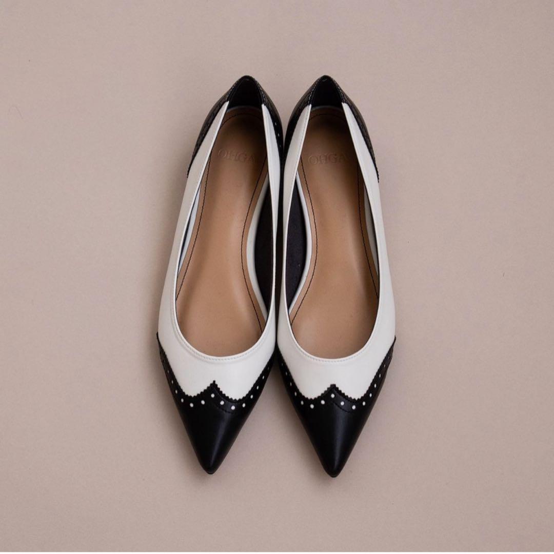 OHGAバイカラーフラットシューズ