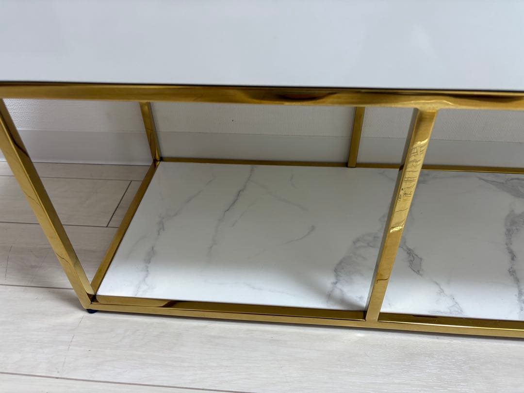 【美品】フランフラン　レーヌテレビボード2 TV台　大理石調　ゴールドフレーム